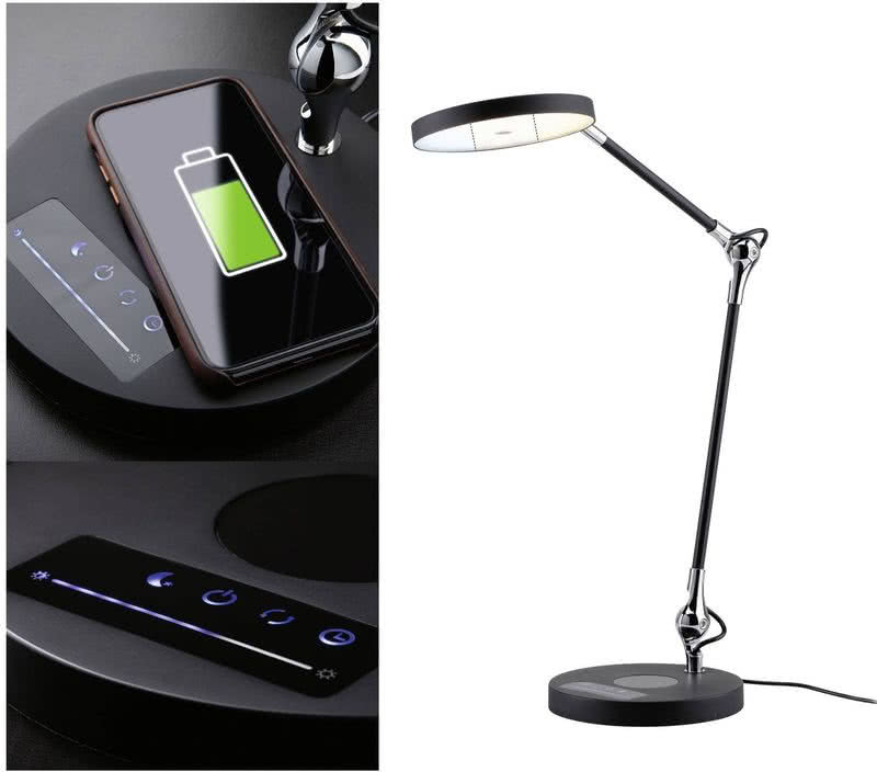Lampa stołowa LED Paulmann 78910 z funkcją bezprzewodowego ładowania smartfonów